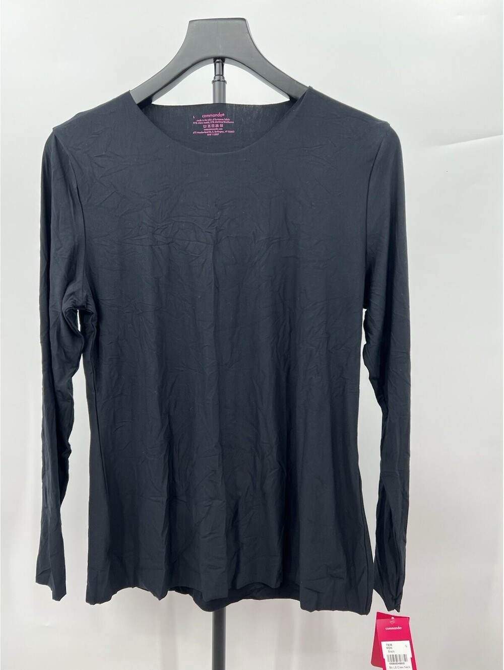 Commando Womens Long Sleeve Crew Neck Top Black Butter Soft Stretch NWT - Size L